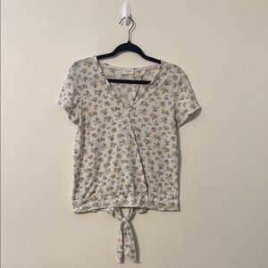 Free Kisses Cream Tie Front Wrap Blouse